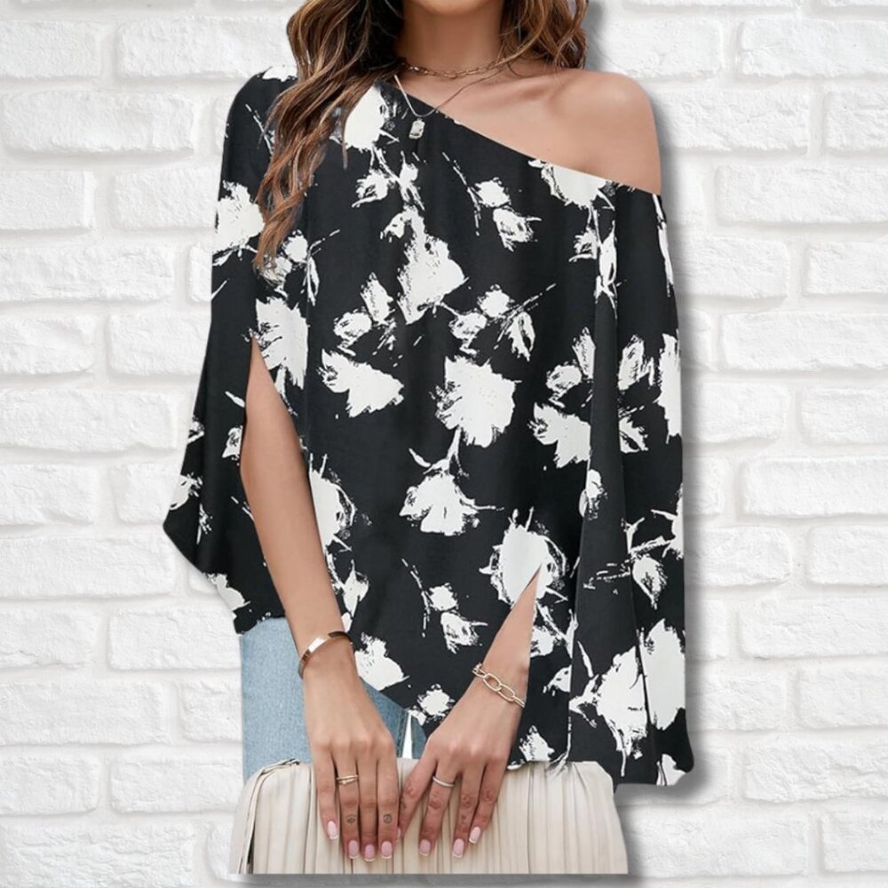 Off-the-Shoulder Batwing Blouse